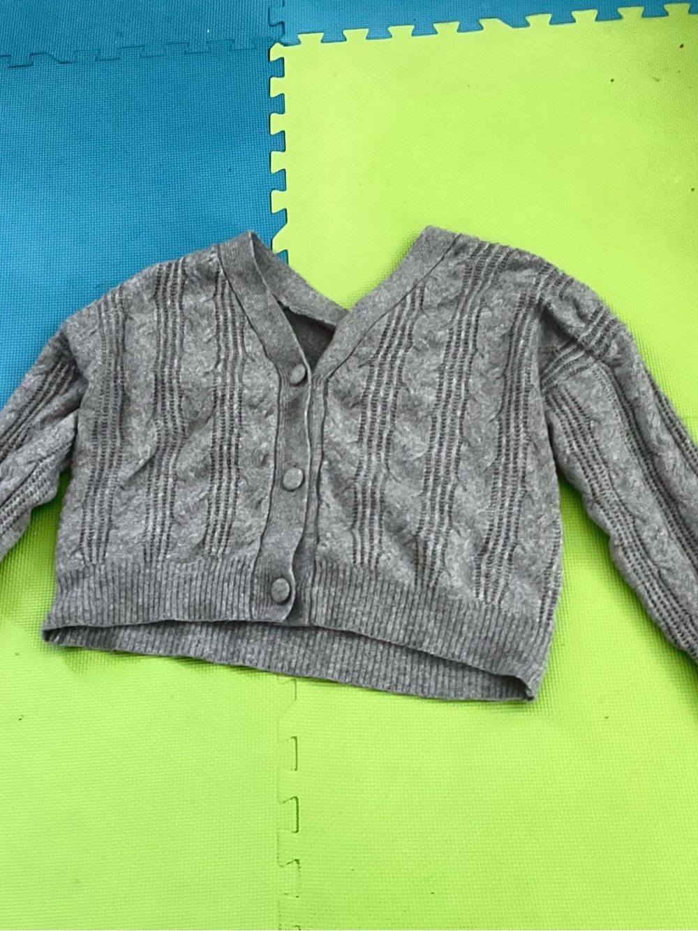 Ardene Gray Cable-Knit V-Neck Button Cardigan